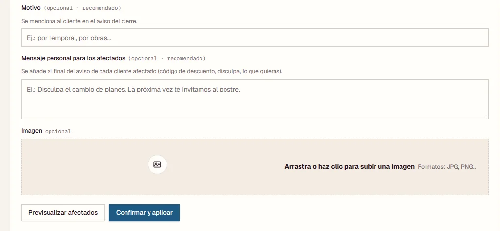 Cierre puntual en Feinia: motivo, mensaje personal para los clientes afectados y confirmación del aviso